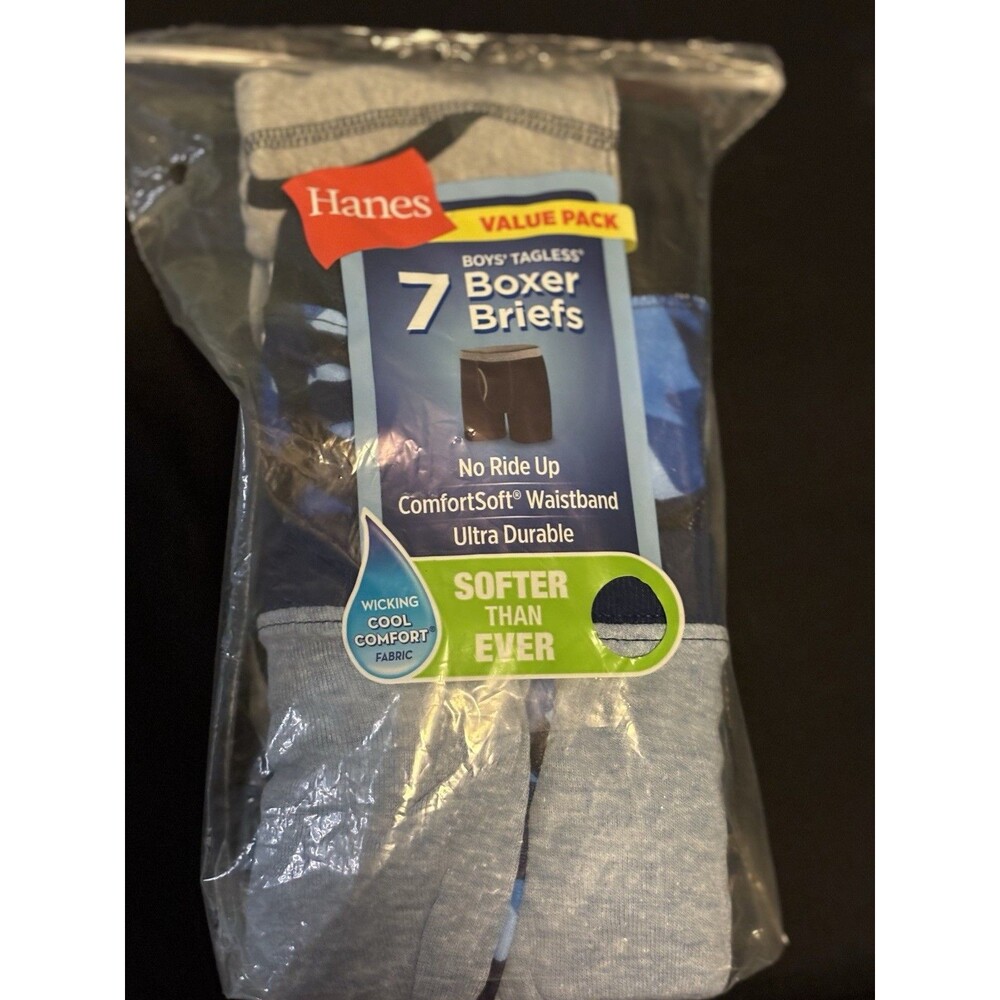 Hanes Comfort Flex Boy's 7 Pair Pack Tagless Boxer Briefs Size L 14-16 NEW
